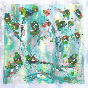 Début d"été, acryliques et encres sur bois, 20 x 20