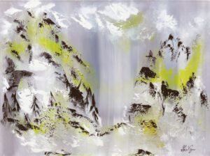 Magie de la Côte-Nord III, acryliques et encres sur toile, 30x40