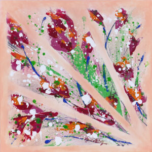 Premières arrivées, acryliques et encres sur toile, 20x20